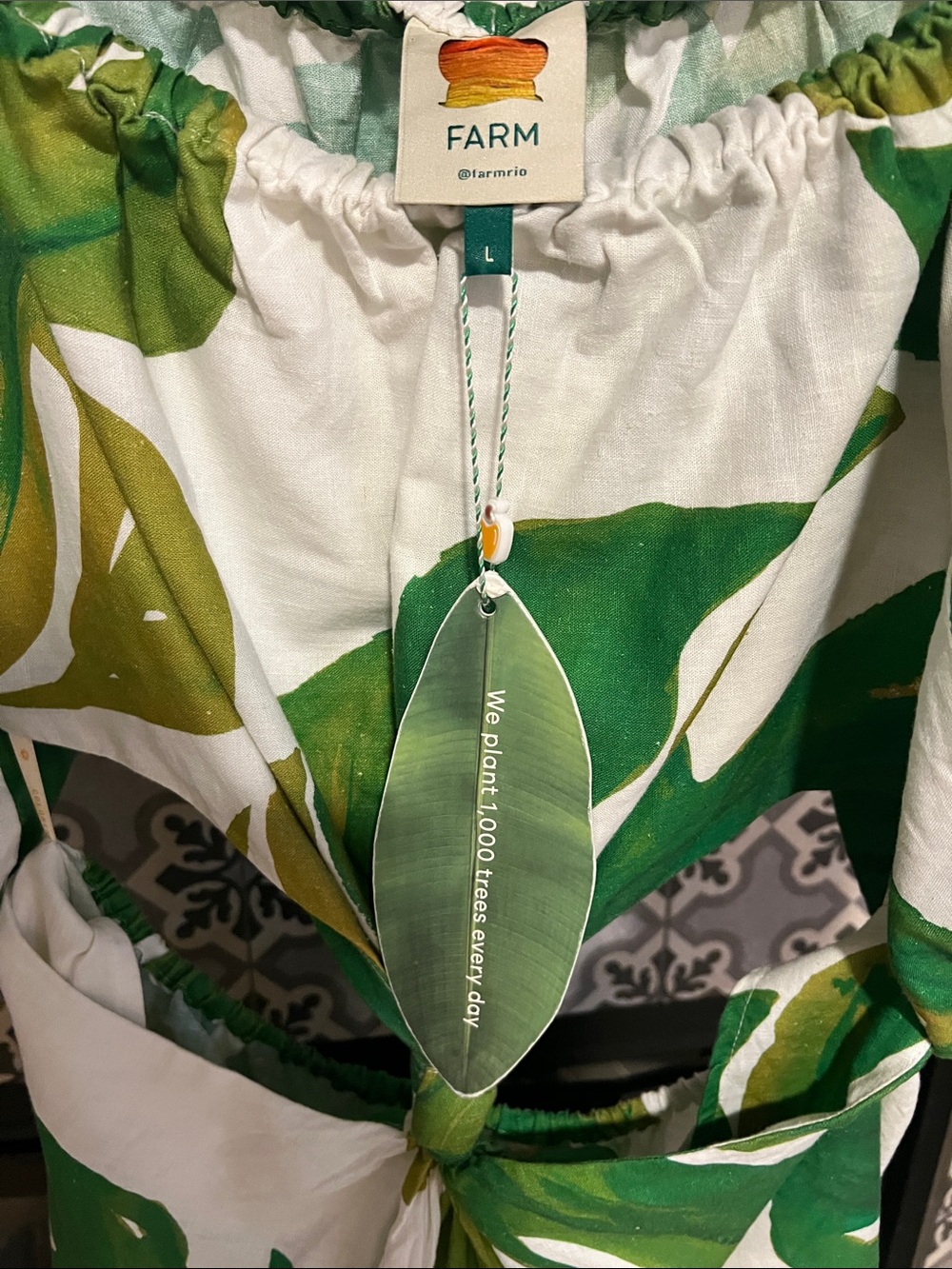 FARM RIO Midi Monstera Tropical Cutout Dress L - Picture 7 of 8